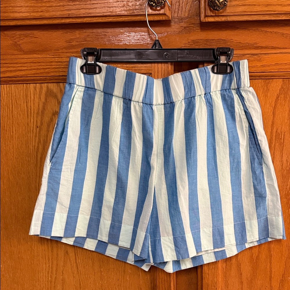 Striped High-Waist Blue & White Women’s Shorts